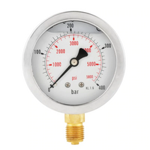 0-400bar 0-6000psi 1/4PF 63mm 다이얼 유압 압력계 압력 게이지 미터 도구, 일반 타입 (피팅방향 아래쪽)
