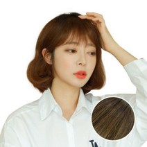 에어뱅 인모 앞머리가발+ 헤어롤(1개)+헤어밴드(5개), 매트브라운, 1세트