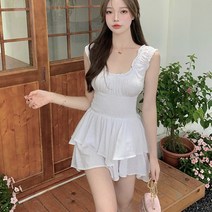 [랜덤플레이] 나시 오프숄더 프릴 미니원피스