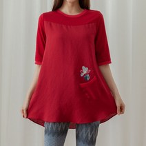 들러붙지 않는 러블리 A라인 롱 블라우스 몸매 커버 여성 여름 반팔 빅사이즈 티셔츠 엄마옷 넉넉한 데일리옷 엄마선물 미시의류 휴가룩 휘뚜루마뚜루티셔츠 여성 성인여자