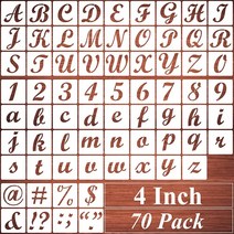 그림용 2.5cm(1인치) 알파벳 글자 스텐실 - 70팩 글자 및 숫자 스텐실 템플릿 나무 페인팅용 표지판 포함 칠판 나무 표지판 및 벽 아트용 재사용 가능한 글자 및 숫자 스