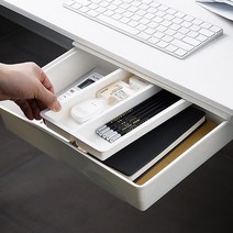 책상 테이블 붙이는 히든 슬라이딩 서랍 부착식 선반 틈새 수납 접착 미니 정리함, 대형