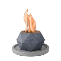 Kante 콘크리트 탁상용 화덕 18.3cm(7.25인치) 라이트 그레이 베이스 실내 및 실외용 에탄올 화덕 문지르는 알코올 테이블 탑 화덕 스모어 메이커용 미니 벽난로 (, Diamond Style-1_Light Base Gla