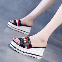 자칠 여성 슬리퍼 9cm 새로운 웨지 힐 패션 여성 신발 플랫폼 강화 게으른 샌들 하이힐 슬리퍼