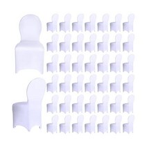 150pcs 화이트 의자 커버 폴리에스터 연회 플랫 프론트 스판 스트레치 슬립 프로텍터 탄