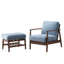 리바트 올 뉴탐 1인 패브릭소파 오토만 세트 (8색), (옵션6)블루+월넛