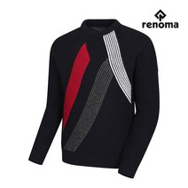 남성 방풍 불규칙 사선 패턴 라운드넥 니트 RMSRJ4281-925