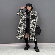 데님 트렌치 대비 컬러 프린트 루즈핏 올 매치 코트 여성용 심플한 스트리트 트렌디 개성있는 신제품