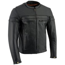 월드몰/ Milwaukee Leather LKM1725 남성용 블랙 스포티 크로스오버 스쿠터 가죽 재킷