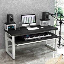 작곡 미디책상 테이블 녹음실 편집실 오디오 편곡, 140x60x83 블랙 + 블랙(조립식)
