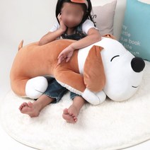 스마일 강아지인형 70cm 웃는 해피 동물인형 침대쿠션 등베개 브라운 스카이 그레이 재재데이