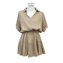 라라콩 반팔 허리 스트링 셔츠 미니원피스