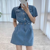 데님 원피스 미니 올봄엔 청 청스커트 캐주얼 신입생 소풍 나들이 요즘 여행 복고 레트로