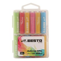베스토 AAA 알카라인 건전지 24알 1.5V LR03-COLOR, 단품
