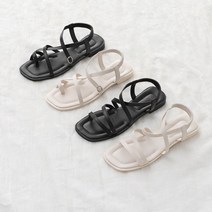 두가지 타입 토 포스트 어퍼스트랩 밴딩 플랫샌들(1.7cm) 10996