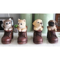 고양이카페 신발속고양이 모형 미니어처 인테리어꾸미기 장식품, 강아지 퍼그