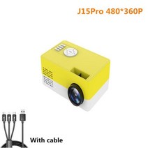 HAMOLBJ15 Pro Led 미니 프로젝터 1080P 지원 홈 시어터 480x360 픽셀 HD호환 USB 비디오 오디오, J15Pro Yellow Cable_미국 플러그