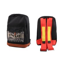 오토바이배낭 백팩 가방 유니버설 JDM 자동차 안전 벨트 패브릭 신부 배낭 자동차 캔버스 배낭 신부, 빨간