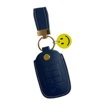 모모라이프 가죽 기아 스마트키 키케이스, 4버튼 블루