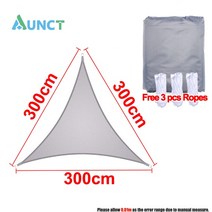 AUNCT 3X3X3M 삼각형 회색 300D 가든 가제보 파라솔 저가형 원두막 홍보 천막 리조트 대형 야외용 발코니 가림막 이동식 야외 방수 그늘 옥스포드 패브릭 태양 그늘, 3x3x3m -3 ropes
