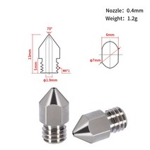 킹룬 MK8 노즐 4 개 0.2mm 0.4mm 0.5mm 0.6mm 0.8mm 1.0mm 구리 1.75mm 필라멘트 황동 용 3D 프린터 압출기 부품, [04] 05mm, [04] MK8 Titanium alloy