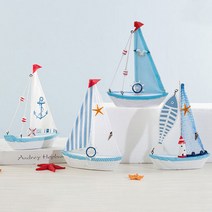 여름 바다 돛단배 요트 보트 그물 배 모형 중형 목각 장식 인테리어 소품 디자인 상품, 튜브
