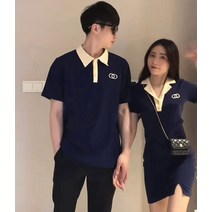 남녀 여름 커플룩 원피스 남반팔 커플룩