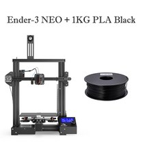 3d프린터 오픈형 챔버형 Creality Ender-3 Neo 3D 프린터 CR 터치 자동 레벨링 풀 메탈 보우 덴 압출기 32 비트 저소음 마더 보드, 02 Add 1KG PLA Black