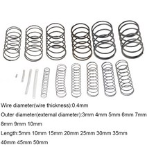 인장스프링 스텐인장스프링 금형 10PCS 0.4*3 4 5 6 7 8 9 10mm * 5-50mm 스프링 스틸 소형 압축 릴리스 기계식 리턴 압력 OD 3mm 4mm, 0.4mm, 30mm