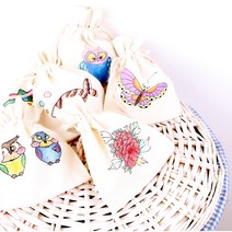 복주머니 만들기 체험 천가방 손가방 실내화가방 무지천 가방 도안 꾸미기 미술 색칠 공부 놀이 민화 체험, 나비 복주머니