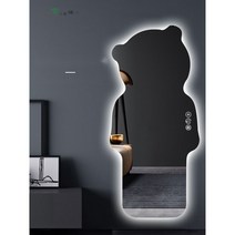 전신거울 곰돌이 특이한 피팅룸 LED 조명 드레스룸 대형 벽걸이 이동식거울 스마트 매장, 완제품, 안전포장, 70x150cm싱글스위치3색전환
