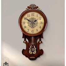 빈티지괘종시계 복고풍 유럽 무소음 레트로 우드, 12인치(직경 30.5cm) 1330GG