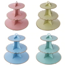 3단 파스텔 페이퍼 컵케익 스탠드 (4 color) - 3-tier Cake Stand cupcake Cardboard, 파스텔블루