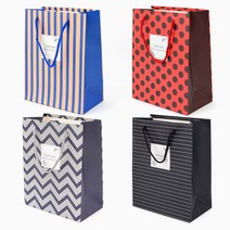 라인 선물용종이가방 종이 쇼핑백 종이가방 미니 대형, 블루 세로라인