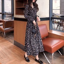 르엠마 클룸 롱 플라워 랩 쉬폰 원피스 QB22