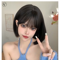VENUS bobo 보보 헤어스타일 패션 가발, 자연검정, 1개