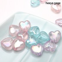 히야가게 AB 투명 둥근하트 비즈 10mm 30개, 투명오색(30개)