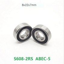 50 pcs s608rs S608-2RS 2rs ABEC-5 8x22x7mm 8mm 스테인리스 깊은 홈 볼 베어링 고무 봉인 8 22 7, 한개옵션0