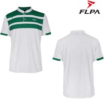 플라이파워 플파 콘트라스트 헨리넥 반팔 배드민턴 티셔츠 화이트 그린 FP-TS22103WH 요넥스 테크니스트