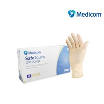 메디콤 세이프터치 울트라그립 의료용 라텍스 장갑 아이보리 M 100매, ., 중(M)