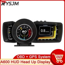 차량 속도계 hud 카플레이 모니터 A600 자동차 다기능 대시 보드 온보드 컴퓨터 헤드 업 디스플레이 obd2 gps 스마트 자동 게이지 경보 시스템, 태국어 버전