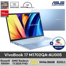 ASUS 비보북 M1702QA-AU005 라이젠5 5600H 17.3인치 FHD 180도힌지 (16GB 변경), Free DOS, 16GB, 256GB