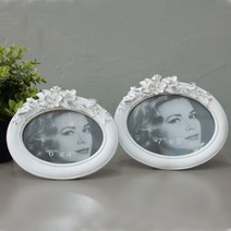 플라워화이트타원액자 사진프레임 포토테이블 웨딩액자