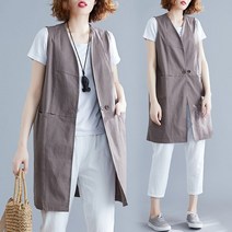 SAMARA 린넨조끼 린넨베스트 마조끼 여성베스트 롱베스트 로브 가디건 캐주얼조끼 베스트 RX612