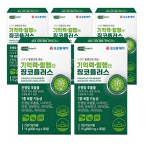 징코 플러스 기억력 혈행 도움 에 좋은 은행잎추출물 아연 판토텐산 비타민B 부모님 수험생 선물 식약청 식약처 청소 여성 남성 +도레미잡화점 알약케이스, 30정_5박스_5개월분+도레미잡화점 사은품, 5개