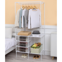 인생여전 튼튼한 철제 선반 스탠드 행거, 더블, 화이트