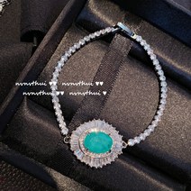 브릴리언트 말라카이트 에메랄드 팔찌 18K 금도금 에메랄드 하트 타원형 지르콘 팔찌 쥬얼리