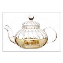 차워머 차끓이는주전자 투명티포트 보이차주전자 세공 유리다관 600ml 홍차주전자