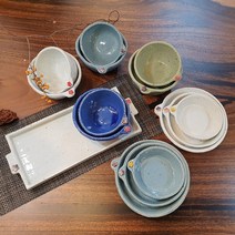 핸드메이드 도자기 밥공기 밥그릇 국그릇 세트 매화, 그린
