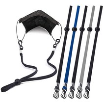 SHINKODA 마스크 랜야드 신축성 있는 엑스트라 롱 페이스 익스텐더 스트랩 더블 홀더 클립 및 조절 가능한 코드 잠금 장치 남성 여성용 5개 팩, Black Navy Gray